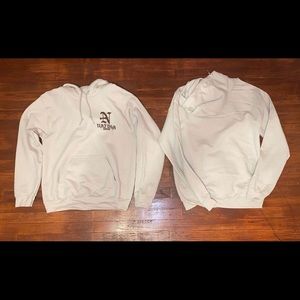 Tan colored Hoodie with brown lettering